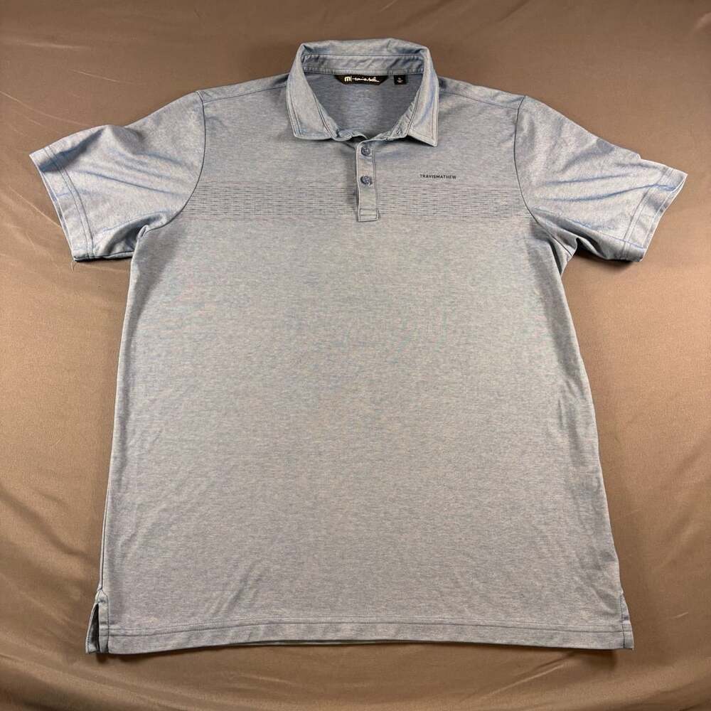 TravisMathew Polo Shirt Mens Size XL Blue Textured Knit